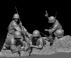 画像2: H3 Models[HS35053]1/35 現用 韓国 朝鮮戦争 白馬高地の戦いセット(5体入 ジオラマベース付)