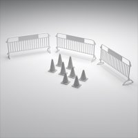 HDMODELS[HDM35047]1/35　Metal barrier (3pcs) & road cones (8pcs)