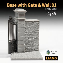 画像1: LIANG MODEL[LIANG-S602]1/35 門扉 & 門柱/壁付きベース 01
