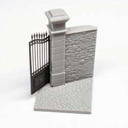 画像2: LIANG MODEL[LIANG-S602]1/35 門扉 & 門柱/壁付きベース 01