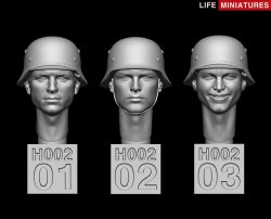 画像2: ライフミニチュア[LM-35H002]1/35 WWIIドイツ軍スペアヘッドセットNo.2(シュターヘルム編)穏やかな表情の独兵