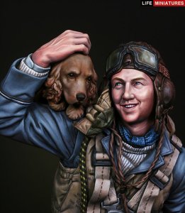 画像1: ライフミニチュア[LM-B009] 1/10 犬と戯れる英空軍パイロット バトルオブブリテン1940年 (1)