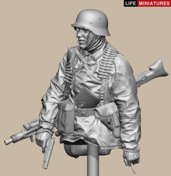 画像8: ライフミニチュア[LM-B030]1/10バスト WWII ドイツ ポトー迎撃戦 ハンセン戦闘団のMG42機銃手 バルジの戦い1944 バストモデル