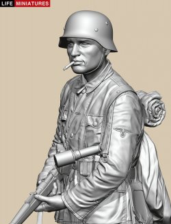 画像1: ライフミニチュア[LM-B033]1/10バスト WWII ドイツ ポトー迎撃戦 ハンセン戦闘団の装甲擲弾兵 バルジの戦い1944 胸像