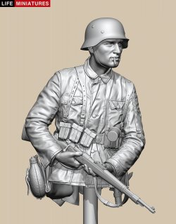 画像2: ライフミニチュア[LM-B033]1/10バスト WWII ドイツ ポトー迎撃戦 ハンセン戦闘団の装甲擲弾兵 バルジの戦い1944 胸像