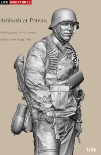 ライフミニチュア[LM-35006]1/35 WWII ドイツ ポトー迎撃戦 ハンセン戦闘団のMG42機銃手 バルジの戦い1944