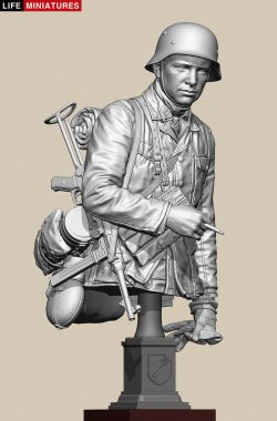 画像3: ライフミニチュア[LM-B031]1/10(200mm)バスト WWII ドイツ ポトー迎撃戦 ハンセン戦闘団の分隊長 バルジの戦い1944 胸像