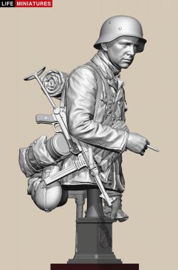 画像4: ライフミニチュア[LM-B031]1/10(200mm)バスト WWII ドイツ ポトー迎撃戦 ハンセン戦闘団の分隊長 バルジの戦い1944 胸像