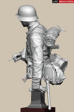 画像8: ライフミニチュア[LM-B031]1/10(200mm)バスト WWII ドイツ ポトー迎撃戦 ハンセン戦闘団の分隊長 バルジの戦い1944 胸像