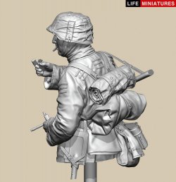 画像3: ライフミニチュア[LM-B032]1/10(200mm)バスト WWII ドイツ ポトー迎撃戦 ハンセン戦闘団のM1カービンを持つ小銃手 バルジの戦い1944 胸像