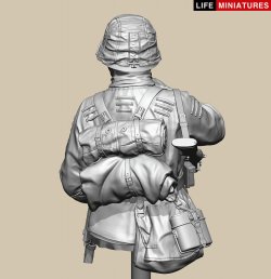 画像5: ライフミニチュア[LM-B032]1/10(200mm)バスト WWII ドイツ ポトー迎撃戦 ハンセン戦闘団のM1カービンを持つ小銃手 バルジの戦い1944 胸像