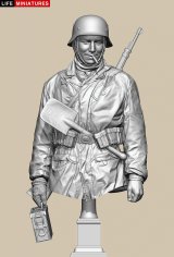 ライフミニチュア[LM-B034]1/10バスト WWII ドイツ ポトー迎撃戦 ハンセン戦闘団の降下猟兵弾薬手 アルデンヌ1944年12月18日 胸像