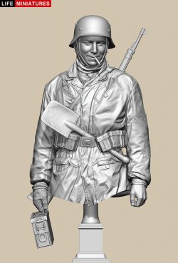 画像1: ライフミニチュア[LM-B034]1/10バスト WWII ドイツ ポトー迎撃戦 ハンセン戦闘団の降下猟兵弾薬手 アルデンヌ1944年12月18日 胸像