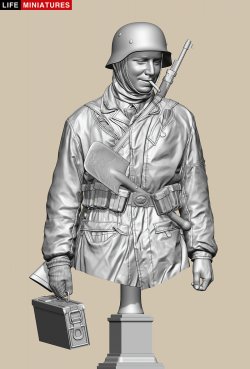 画像2: ライフミニチュア[LM-B034]1/10バスト WWII ドイツ ポトー迎撃戦 ハンセン戦闘団の降下猟兵弾薬手 アルデンヌ1944年12月18日 胸像