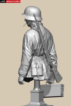 画像6: ライフミニチュア[LM-B034]1/10バスト WWII ドイツ ポトー迎撃戦 ハンセン戦闘団の降下猟兵弾薬手 アルデンヌ1944年12月18日 胸像