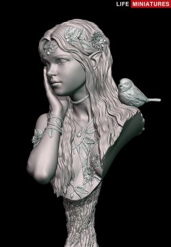 画像3: ライフミニチュア[LM-FUB010]1/10 胸像 森のヒーラー「エイヴァリン」(バストモデル)