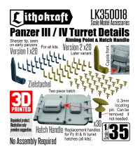 Lithokraft（リソクラフト）[LK350018]1/35 WWII ドイツ III号/IV号戦車 砲塔用ディテールセット 直接照準器&ハッチハンドル(70個入)