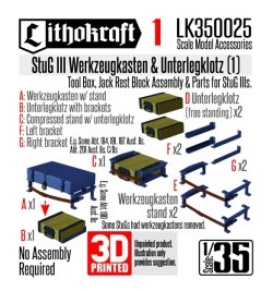 画像1: Lithokraft（リソクラフト）[LK350025]1/35 WWII ドイツ III号突撃砲 工具箱&ジャッキ台セット(1)
