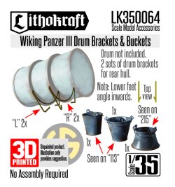 画像1: Lithokraft（リソクラフト）[LK350064]1/35 WWII ドイツ III号戦車 ドラム缶ブラケット&バケツ ヴィーキング師団バージョン
