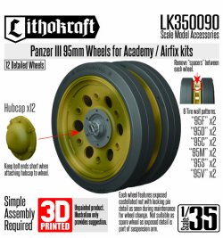 画像1: Lithokraft（リソクラフト）[LK350090]1/35 WWII ドイツ III号戦車系列 95mm幅転輪(アカデミー/エアフィックス用)