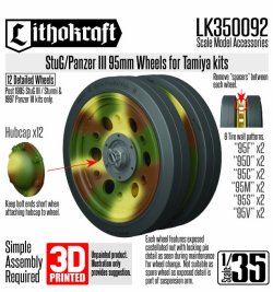 画像1: Lithokraft（リソクラフト）[LK350092]1/35 WWII ドイツ III号戦車系列 95mm幅転輪(タミヤ用)