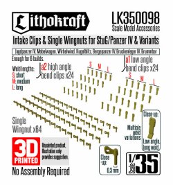 画像1: Lithokraft（リソクラフト）[LK350098]1/35 WWII ドイツ IV号戦車系列 吸排気口用クリップ＆片蝶ナットセット