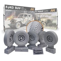 画像1: MacOne Models[MAC35611]1/35 現用 トヨタFJ43 自重変形タイヤセット パターン＃1 (AKインタラクティブ用)