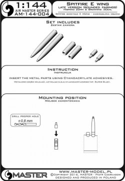 画像4: MASTER[AM-144-004]Supermarine Spitfire E wing late (rounded fairings) - Hispano 20mm & Browning .50cal in fairings