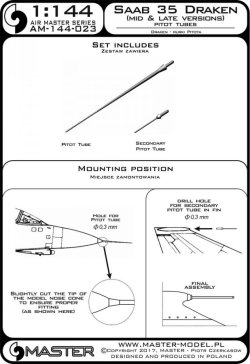 画像3: MASTER[AM-144-023]SAAB 35 Draken (mid and late versions) - Pitot Tubes