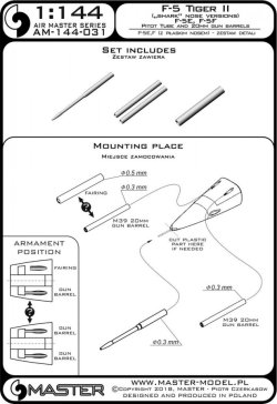 画像3: MASTER[AM-144-031]F-5 Tiger II "Freedom Fighter" (shark nose versions) - F-5 E, F - Pitot Tube and 20mm gun barrels