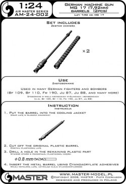画像4: MASTER[AM-24-002]1/24 WWII ドイツ MG17 7.92mm航空機関銃用銃身(2本入)
