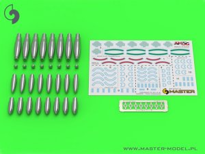 画像1: MASTER[AM-24-013]1/24 WWII イギリス RP-3 3インチ(76.2mm)ロケット弾用 60ポンドF/25ポンドSAP/25ポンドAP弾頭(AM-24-011/AM-24-012用 各8発入) (1)