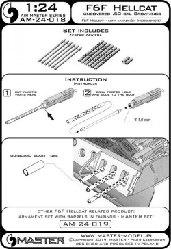 画像5: MASTER[AM-24-018]1/24 WWII アメリカ F6Fヘルキャット 初期兵装(ブローニング.50口径(12.7mm)機銃身 穴開き冷却筒付)