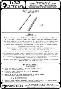 画像4: MASTER[AM-32-012]1/32 WWII イギリス ブローニング.303(7.7mm)機関銃Mk.II 銃身 消炎器なし(2本入)