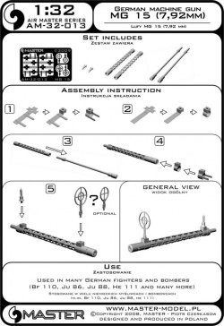 画像5: MASTER[AM-32-013]1/32 WWII ドイツ MG15航空機関銃 エッチングパーツ製照準器付(2本入)