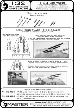 画像4: MASTER[AM-32-086]1/32 WWII アメリカ P-38ライトニング用初期兵装セット 放熱口付きブローニング.50口径(12.7mm)機銃身&初期/後期型20mm機関砲砲口