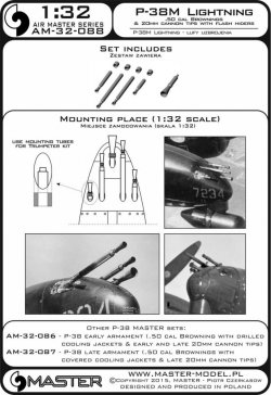 画像4: MASTER[AM-32-088]1/32 WWII アメリカ P-38Mライトニング用後期兵装セット 消炎器付きブローニング.50口径(12.7mm)機銃身&消炎器付き20mm機関砲砲口
