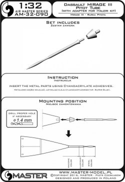 画像5: MASTER[AM-32-090]1/32 現用 フランス ミラージュIIIC用 ピトー管セット(イタレリ用アダプター付)