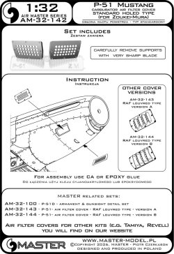 画像4: MASTER[AM-32-142]1/32 WWII アメリカ P-51ムスタング キャブレターエアフィルターカバー 標準穴開きタイプ(造形村用)