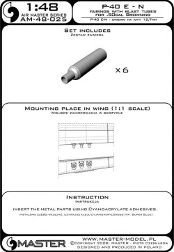 画像7: MASTER[AM-48-025]P-40 E - N fairings with blast tubes for .50cal Browning (6pcs)