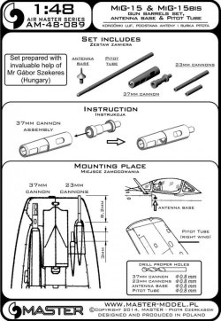 画像4: MASTER[AM-48-089]MiG-15 & MiG-15bis - 37mm and 23mm gun barrels set, antenna base & Pitot Tube