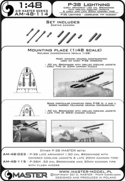 画像4: MASTER[AM-48-114]P-38 Lightning - early armament (.50 cal Brownings with drilled cooling jackets & early and late 20mm cannon tips)