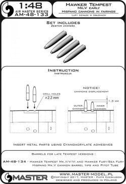 画像3: MASTER[AM-48-133]Hawker Tempest Mk.V early - Hispano 20mm cannon barrels in fairings