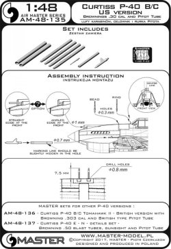 画像4: MASTER[AM-48-135]Curtiss P-40 B/C - US version - Browning .30 cal and US type Pitot Tube