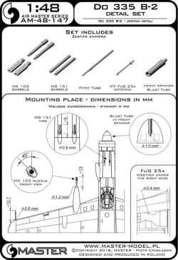 画像3: MASTER[AM-48-147]Do 335 B-2 - detail set - MG 151, MK-103 tips, FuG 25a antenna, Pitot Tube