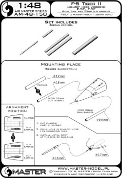 画像3: MASTER[AM-48-150]F-5 Tiger II "Freedom Fighter" (shark nose versions) - F-5 E, F - Pitot Tube and 20mm gun barrels