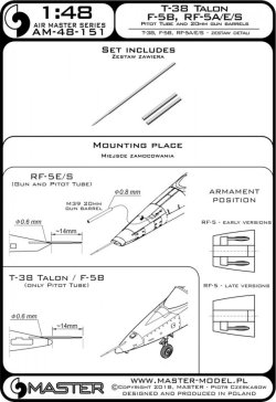 画像3: MASTER[AM-48-151]T-38 Talon / F-5B / RF-5A, E, S - Pitot Tube and 20mm gun barrels