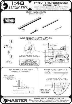 画像3: MASTER[AM-48-155]P-47 Thunderbolt - details set - Browning .50 blast tubes, gunsight and Pitot Tube