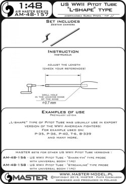 画像4: MASTER[AM-48-157]US WWII Pitot Tube - "L shape" type probe (1 pc) - use on export versions of US aircrafts (e.g. P-35, P-36, P-40, T-6, B-339)