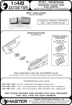 画像5: MASTER[AM-48-189]1/48 WWII アメリカ P-51ムスタング キャブレターエアフィルターカバー 標準穴開きタイプ(エアフィックス用)